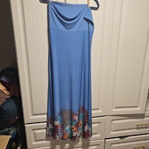 LuLaRoe Light Blue Maxi With Floral Bottom